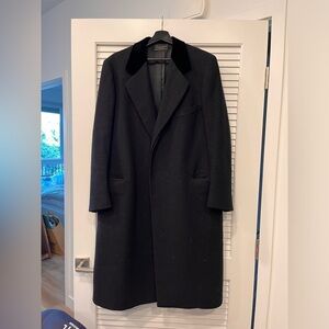 Charcoal Herringbone Chesterfield Coat Velvet Collar